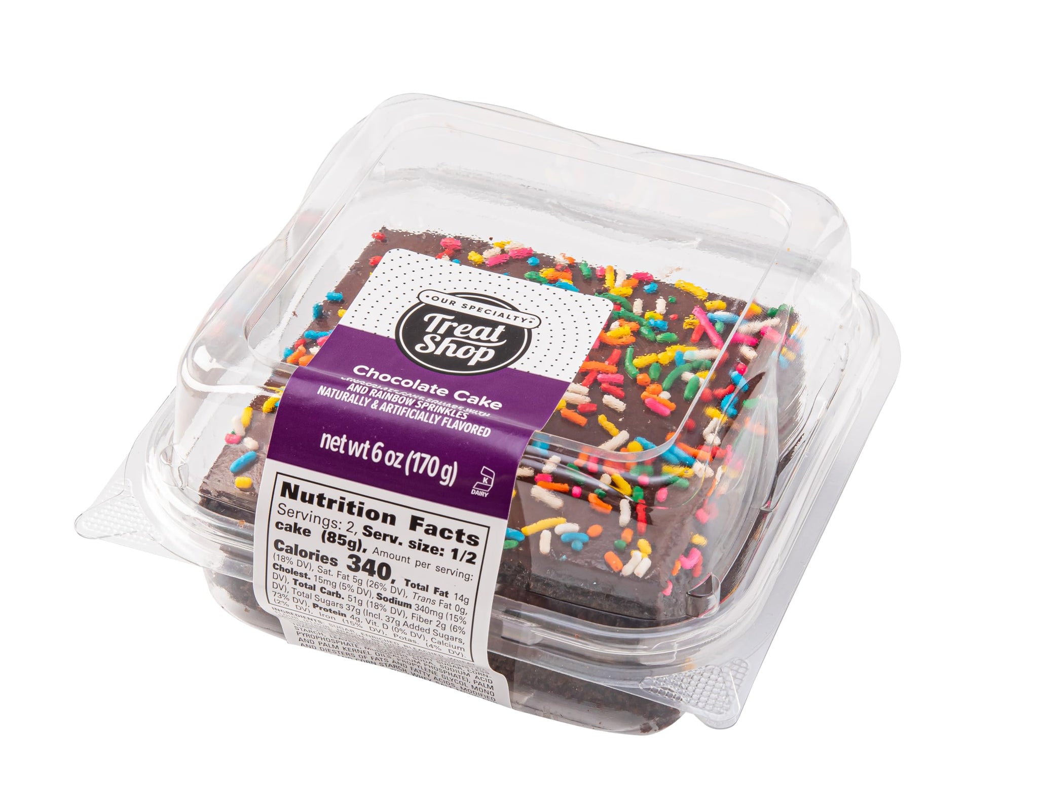 Our Specialty Individual Chocolate Cake Square with Chocolate Icing and Sprinkles, Frozen Bakery Desserts for Birthdays, Parties, 6 oz
