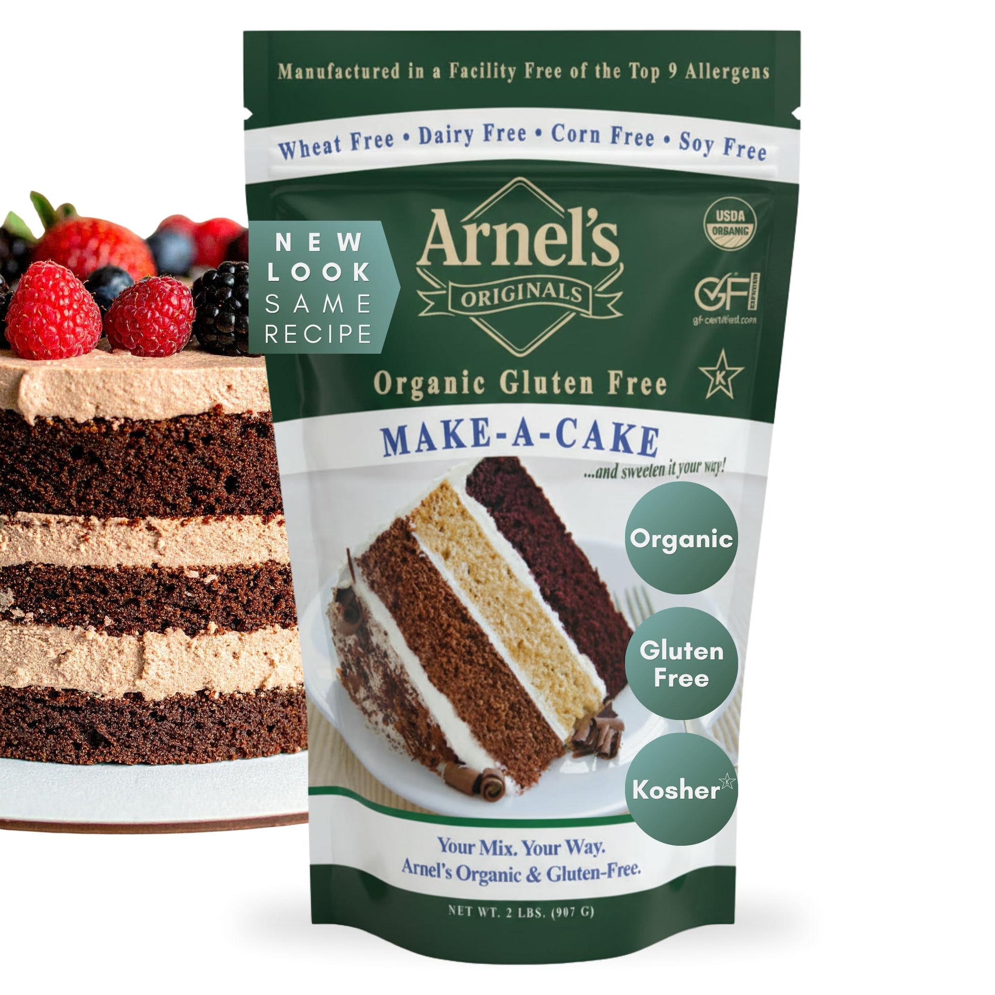 Make-a-Cake Mix, Certified Gluten free, Organic, non-GMO Verified, Certified Kosher, Gluten Free Baking, 2-pounds