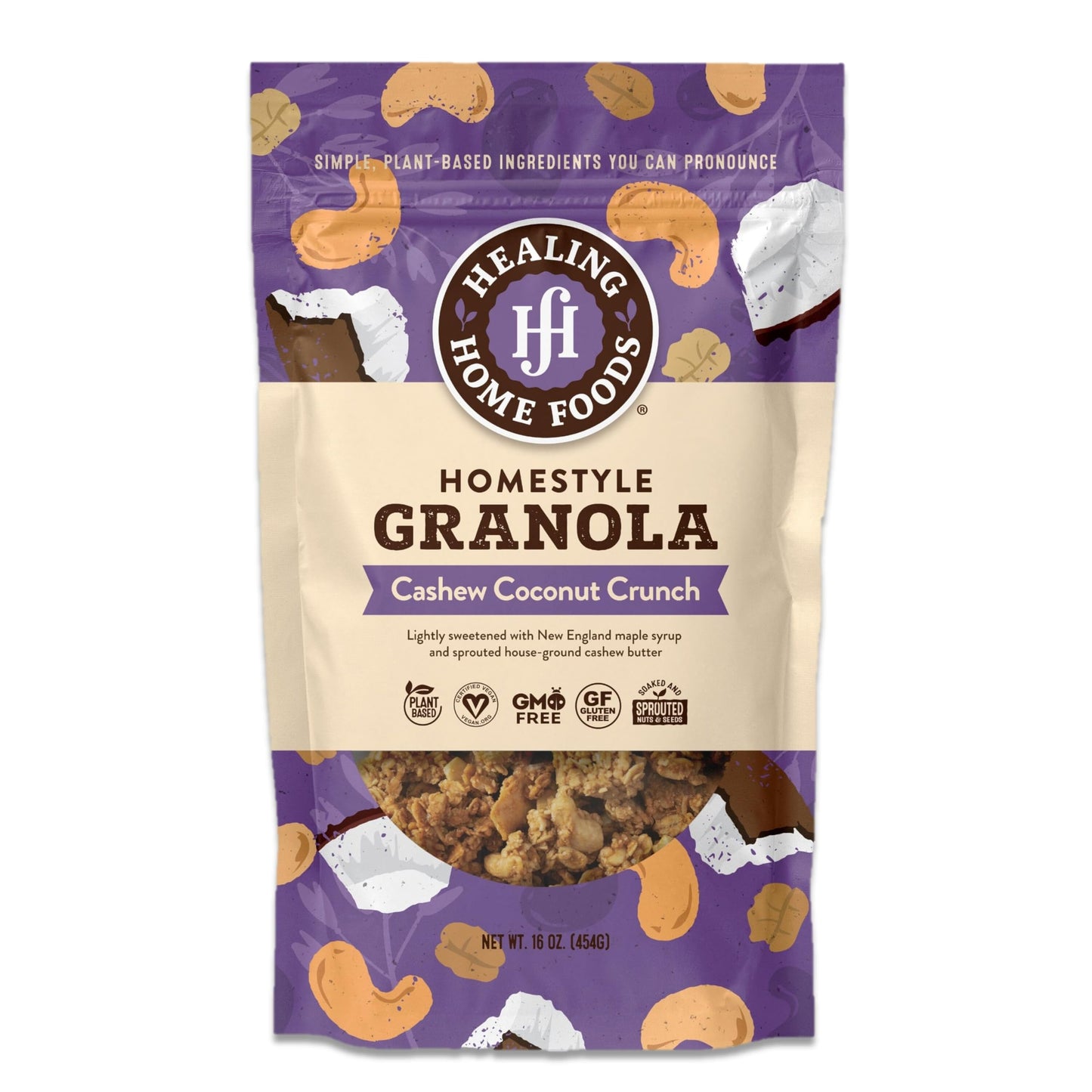 Healing Home Foods Cashew Coconut Crunch, Gluten Free Granola Mix Made with Coconut, Cashews & Almonds, Nut Granola Clusters for Yogurt, Cereal