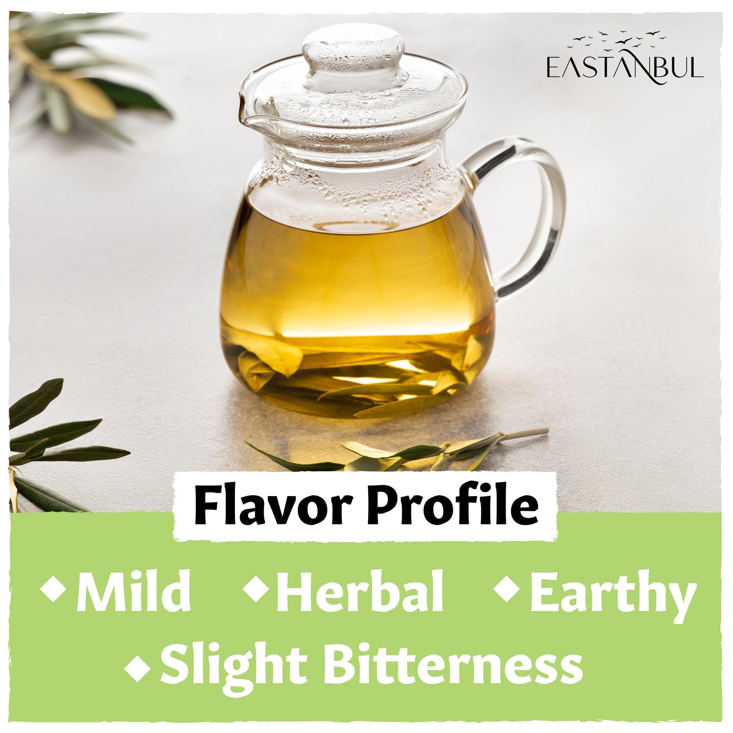 Eastanbul Olive Leaf, 2.82oz, Olive Leaf Loose Tea AKA Te De Hojas De Olivo, from Turkish Mediterranean Trees, Caffeine-Free, Natural, Vegan, Gluten