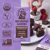 Beyond Good 92% Cocoa Pure Dark Chocolate | 6 Pack - Chocolate Bars | Organic, Direct Trade, Vegan, Kosher, Non-GMO | Single Origin Heirloom