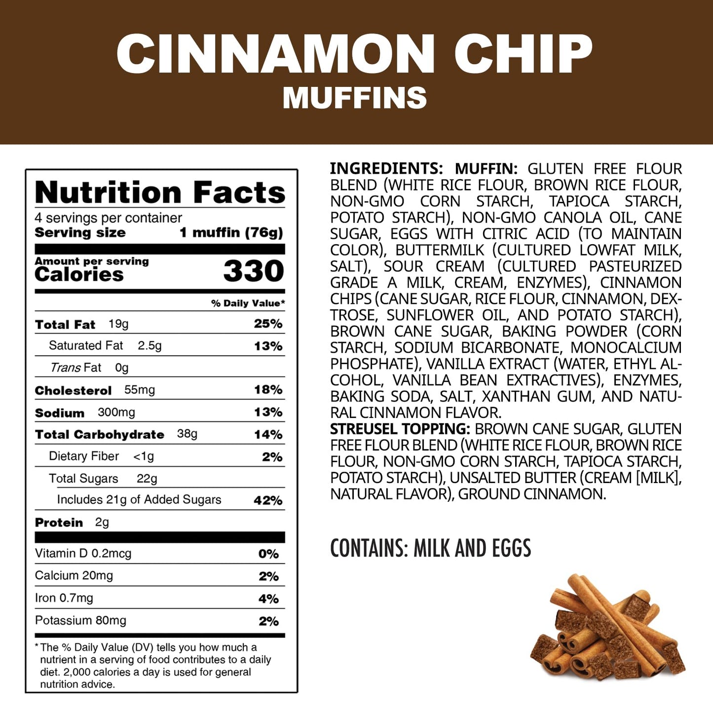 Antonina's Gluten-Free Bakery Cinnamon Chip Muffins | Nut Free | Peanut Free | Soy Free | Taste Homemade | Eigtht 4-Packs (32 Muffins)