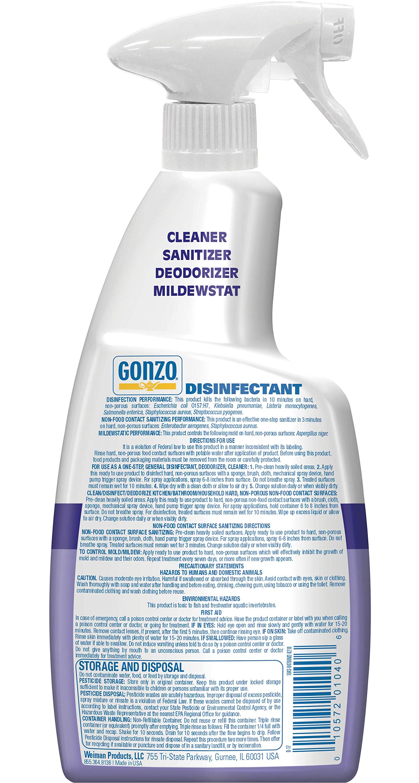 Gonzo Disinfectant Spray & All Purpose Cleaner - 24 Ounce (2 Pack) Lavender - Odor Eliminator, Disinfectant, Flood Fire Water Damage Restoration