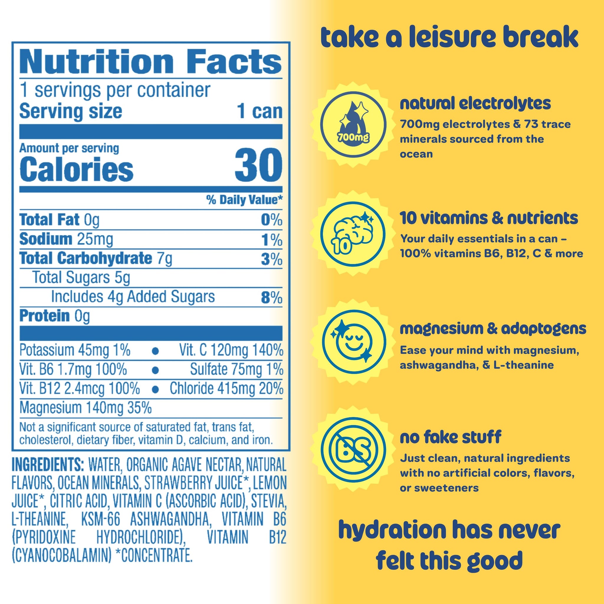 Leisure Hydration Non-Carbonated Electrolyte Refresher, Lemonade Flavor - Low Sugar Nutrient Enhanced Water Beverage - Get The Best Hydration Packed