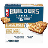 CLIF BUILDERS Protein Bars - Crispy Almond Salted Caramel - Reduced Sugar - Gluten Free - 16g Protein - No Artificial Sweeteners - 1.97 oz. (6 Pack)