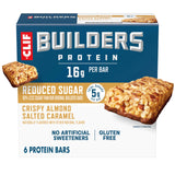 CLIF BUILDERS Protein Bars - Crispy Almond Salted Caramel - Reduced Sugar - Gluten Free - 16g Protein - No Artificial Sweeteners - 1.97 oz. (6 Pack)