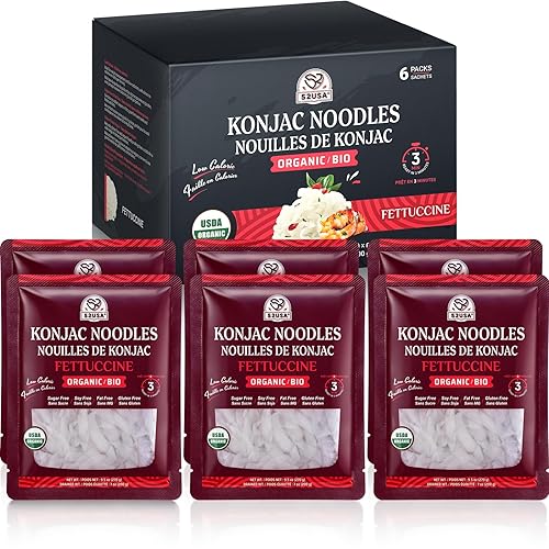 52USA USDA Organic Konjac Fettuccine Noodle, 6 Pack (52.8 oz Total) Low Carb Pasta Konjac Noodles, Keto and Paleo Friendly, Vegan, Gluten-Free