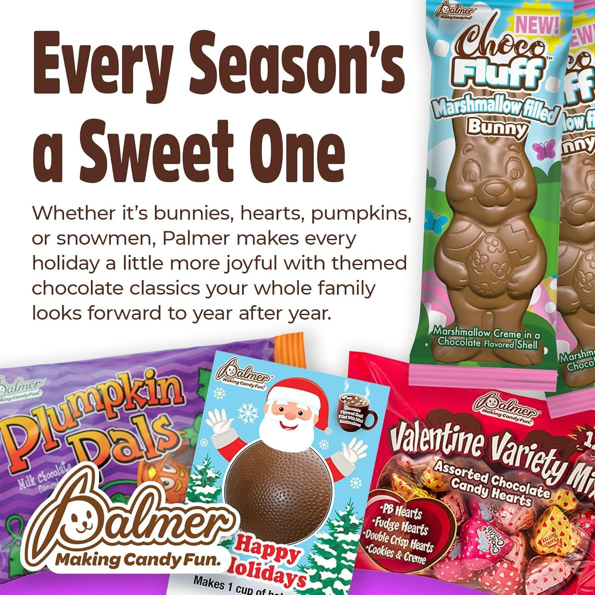 Palmer Choco Fluff Pumpkins, Fall Themed, Filled with Creamy Marshmallow, Individually Wrapped Holiday Candy, Making Candy Fun Since 1948 (9oz)
