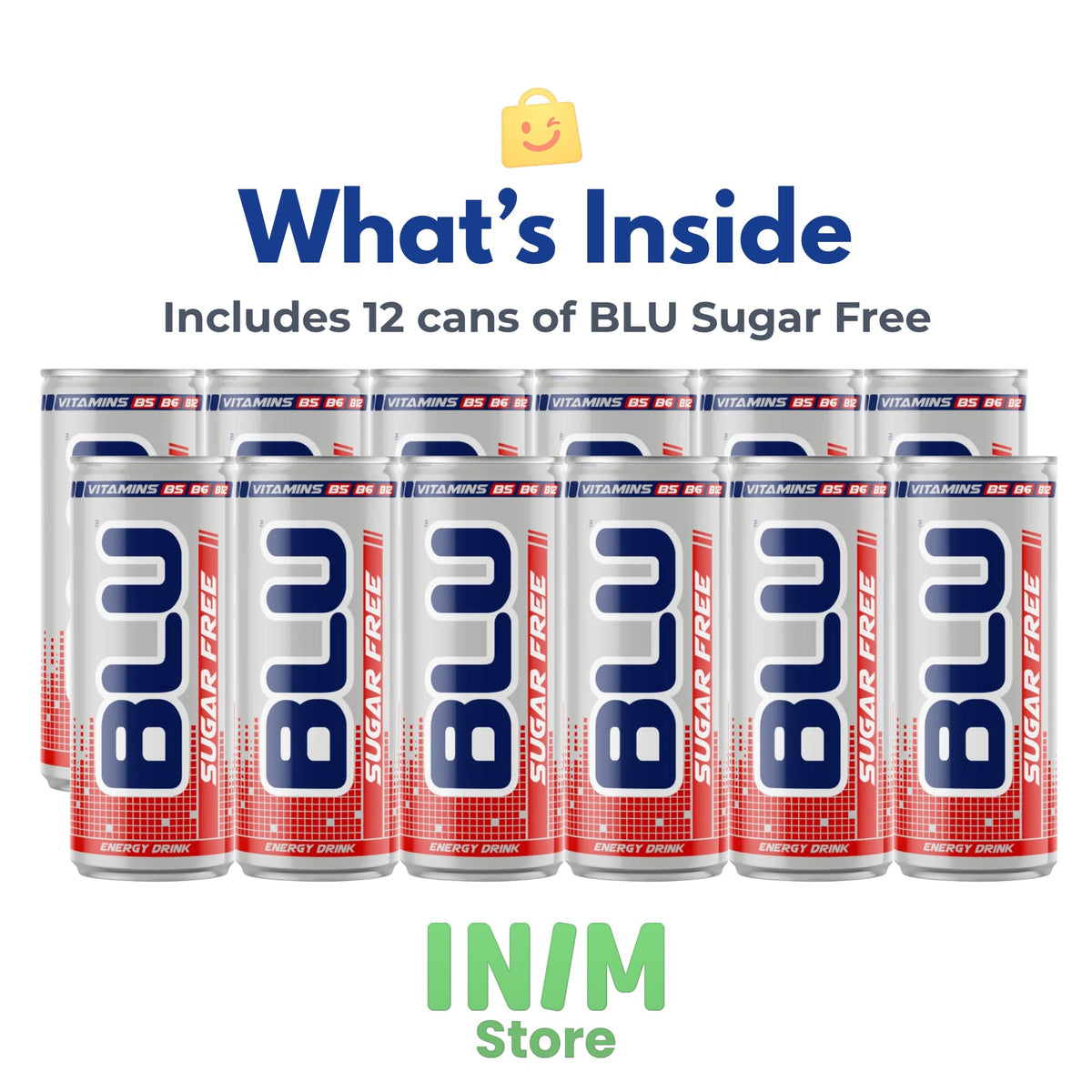 BLU Sugar Free Energy Drink, 12 Pack Slim Cans, 8.4 fl oz (250 mL) Each