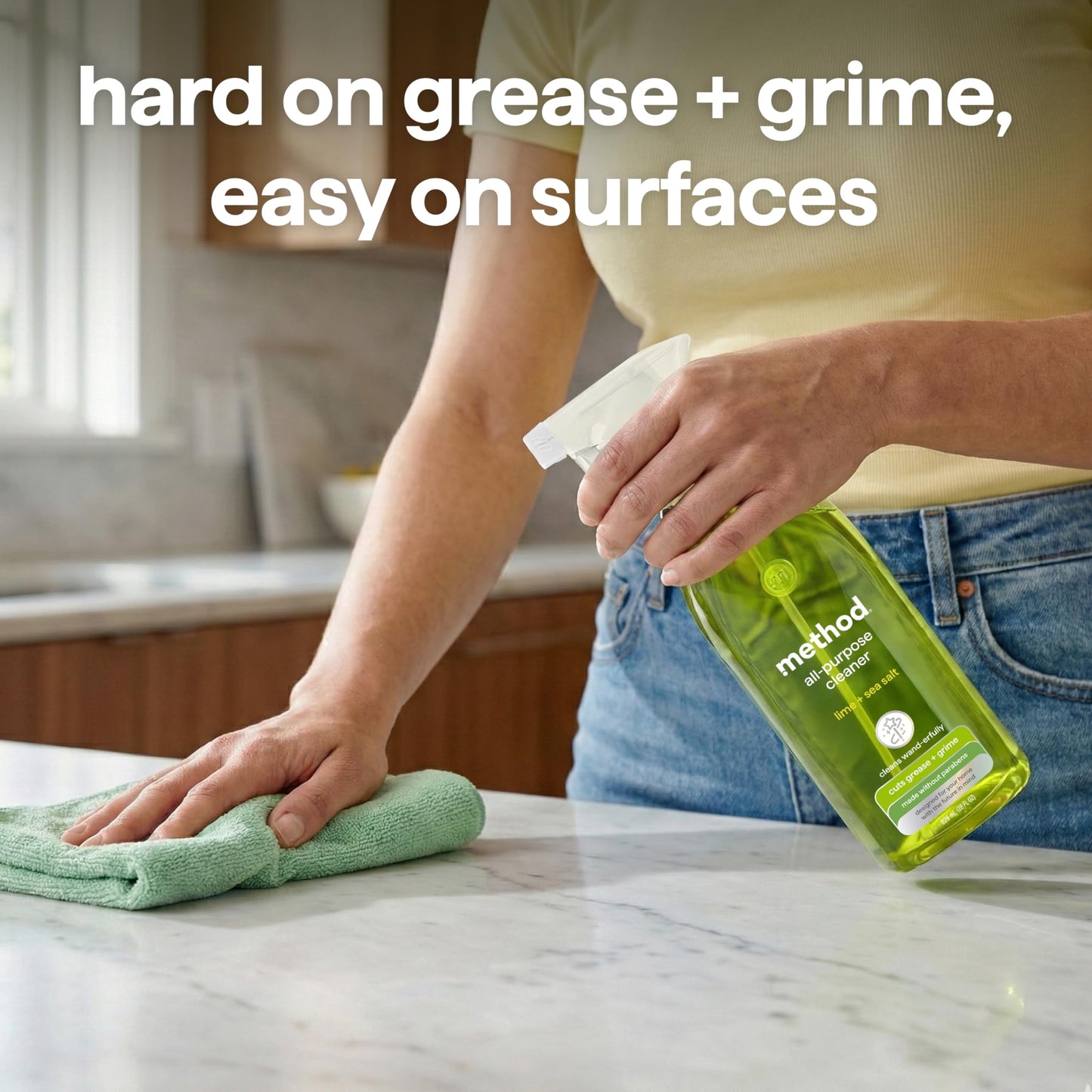 Method All-Purpose Cleaner Spray, Lime + Sea Salt, Perfect for Most Counters, Tiles, Stone, and More, 28 oz Spray Bottles, (Pack of 1)