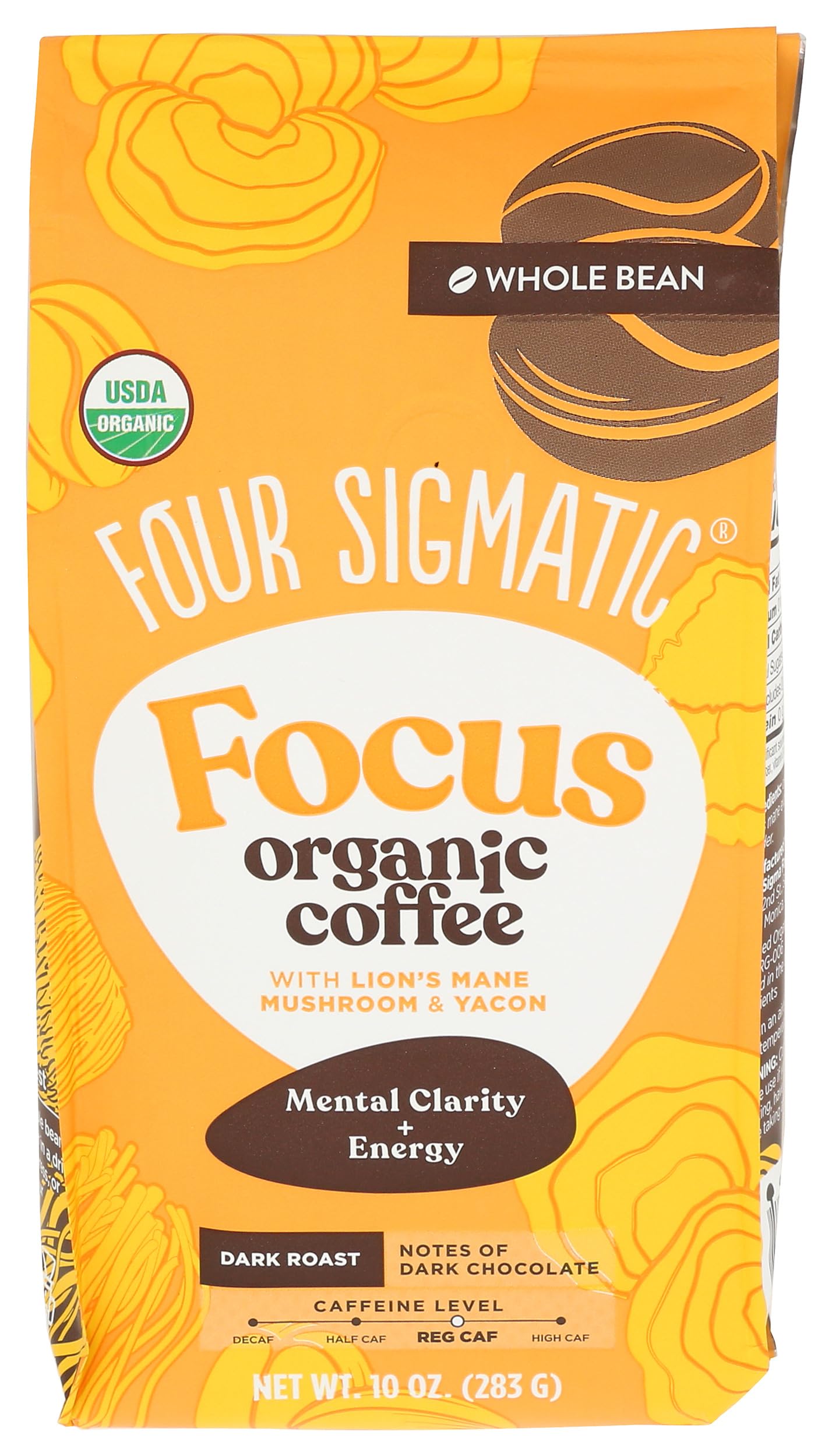 Four Sigmatic Organic Lion's Mane Whole Bean Coffee, 10 OZ