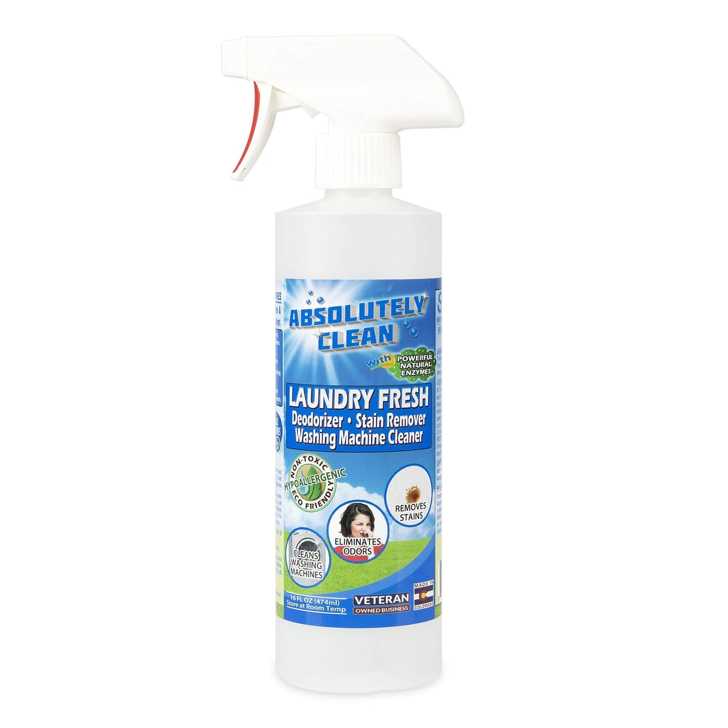 Absolutely Clean Amazing Laundry detergent liquid Stain and Odor Remover, Naturally Based Formula (USA Made)
