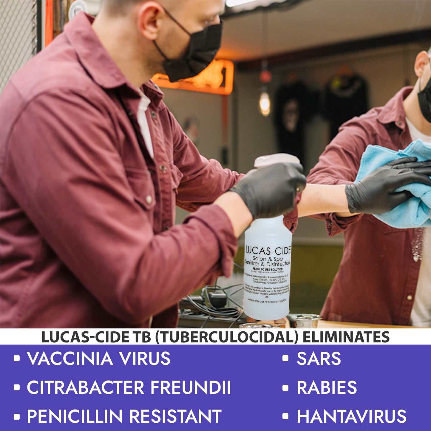 LUCAS-CIDE TB All Purpose Cleaner, Hospital Grade Disinfectant - Home Cleaning Supplies For Everyday Hygiene - Disinfecting Spray Bathroom Cleaner