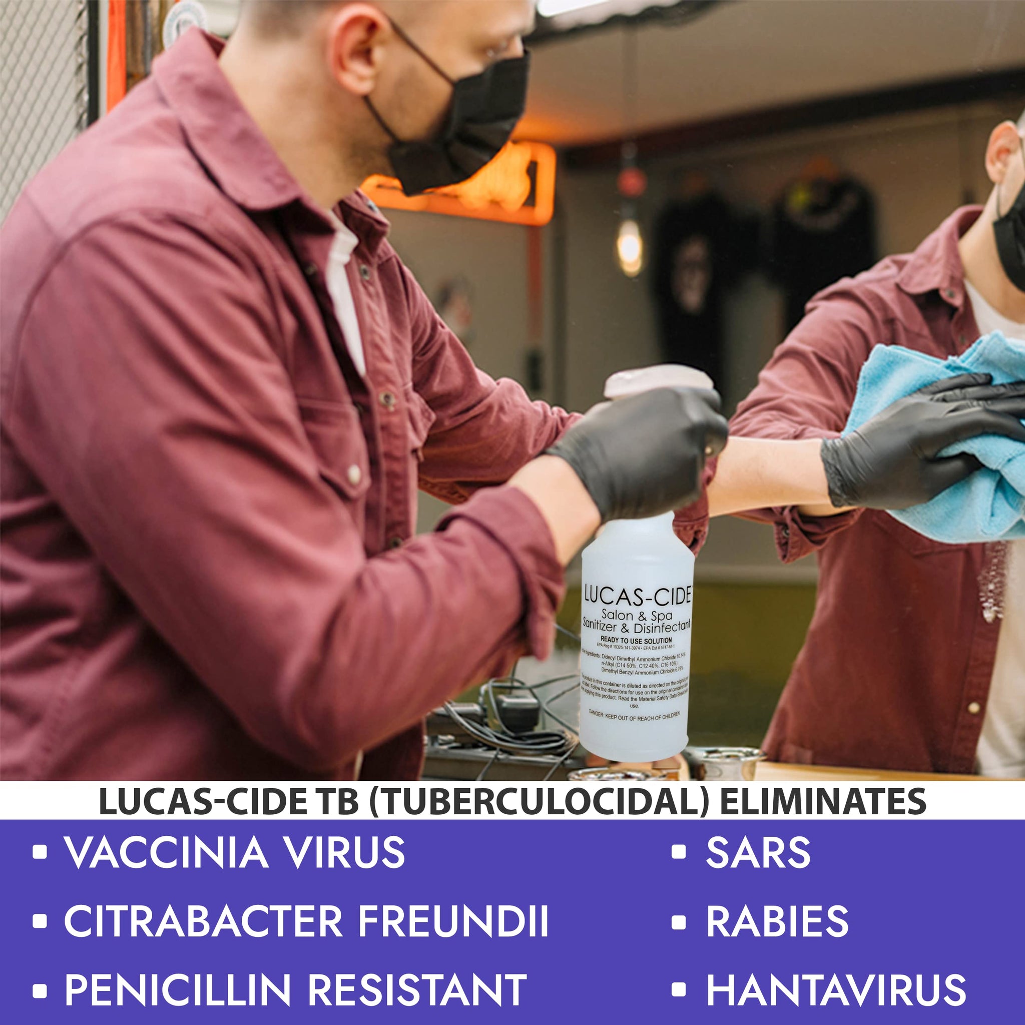LUCAS-CIDE TB All Purpose Cleaner, Hospital Grade Disinfectant - Home Cleaning Supplies For Everyday Hygiene - Disinfecting Spray Bathroom Cleaner