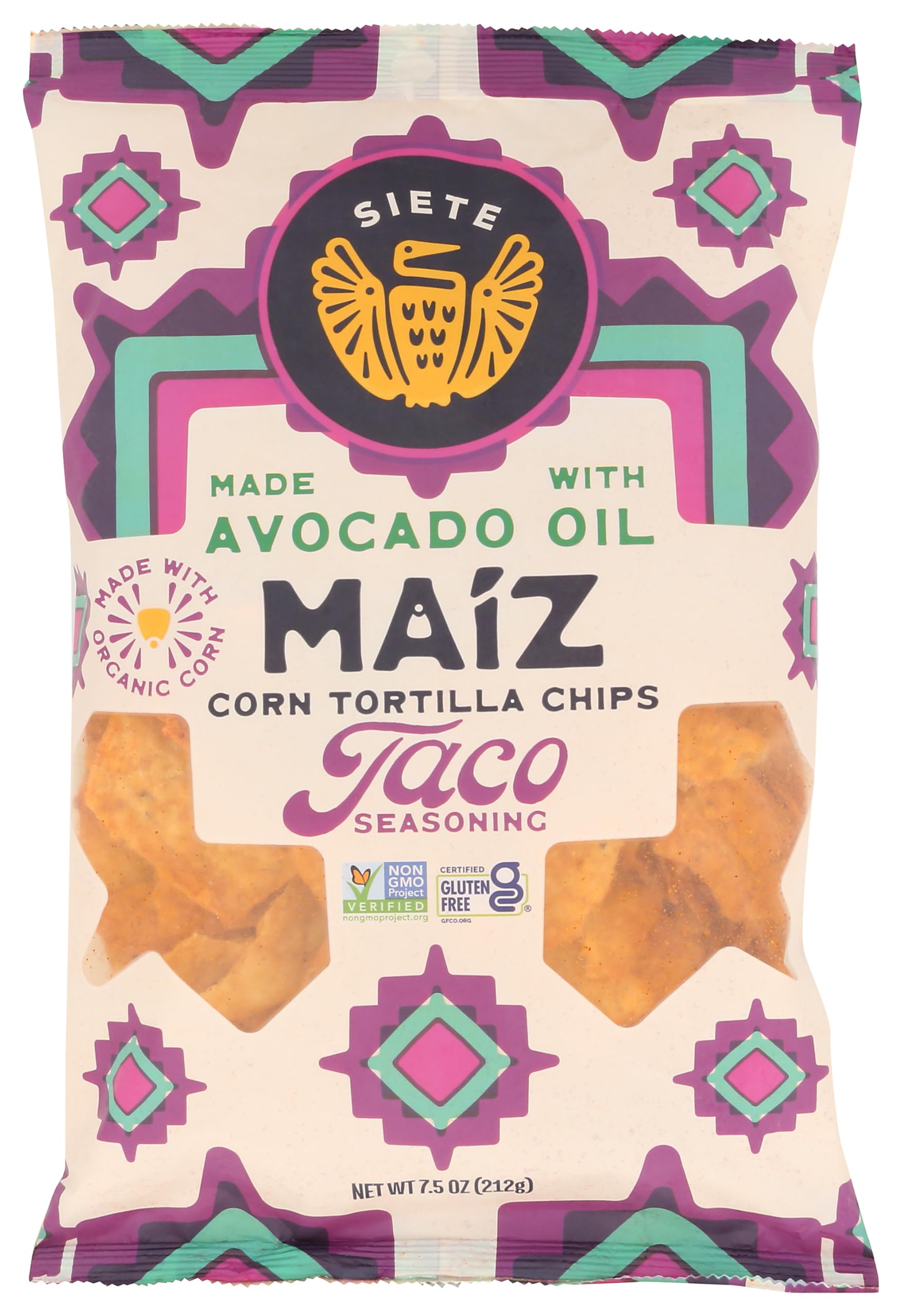 Siete Family Foods Taco Seasoning Maiz Tortilla Chips, 7.5 OZ