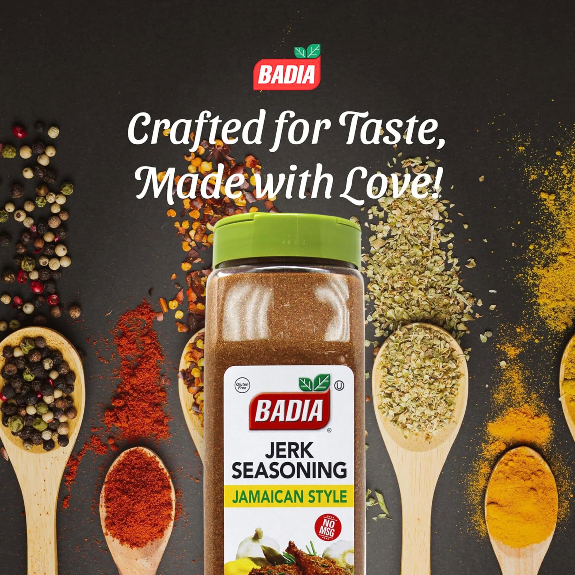 Badia Jerk Seasoning Jamaican Style, 24 oz - Bold, Spicy Caribbean Blend, Dry Rub, Grilling, Chicken, Pork, Seafood, Vegetables, Gluten Free, No MSG