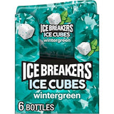 ICE BREAKERS Ice Cubes Wintergreen Flavored Sugar Free Chewing Gum Bottles, 3.24 oz (6 Count, 40 Pieces)