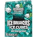 ICE BREAKERS Ice Cubes Wintergreen Flavored Sugar Free Chewing Gum Bottles, 3.24 oz (6 Count, 40 Pieces)