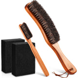 4 Pcs Horsehair Felt Hat Brush Kit with Cleaning Sponge Cowboy Clean Hat Wood Fedora Hat Cleaning Set Baseball Cap Lint Brush Remove Dust for Hair