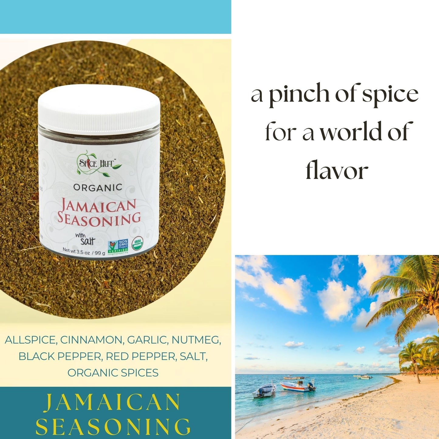 Organic Jamaican Jerk Seasoning Dry Rub for Cooking, with Salt / Jamaican Seasoning All Purpose Carribbean Spice Blend for Griling Jerk Chicken