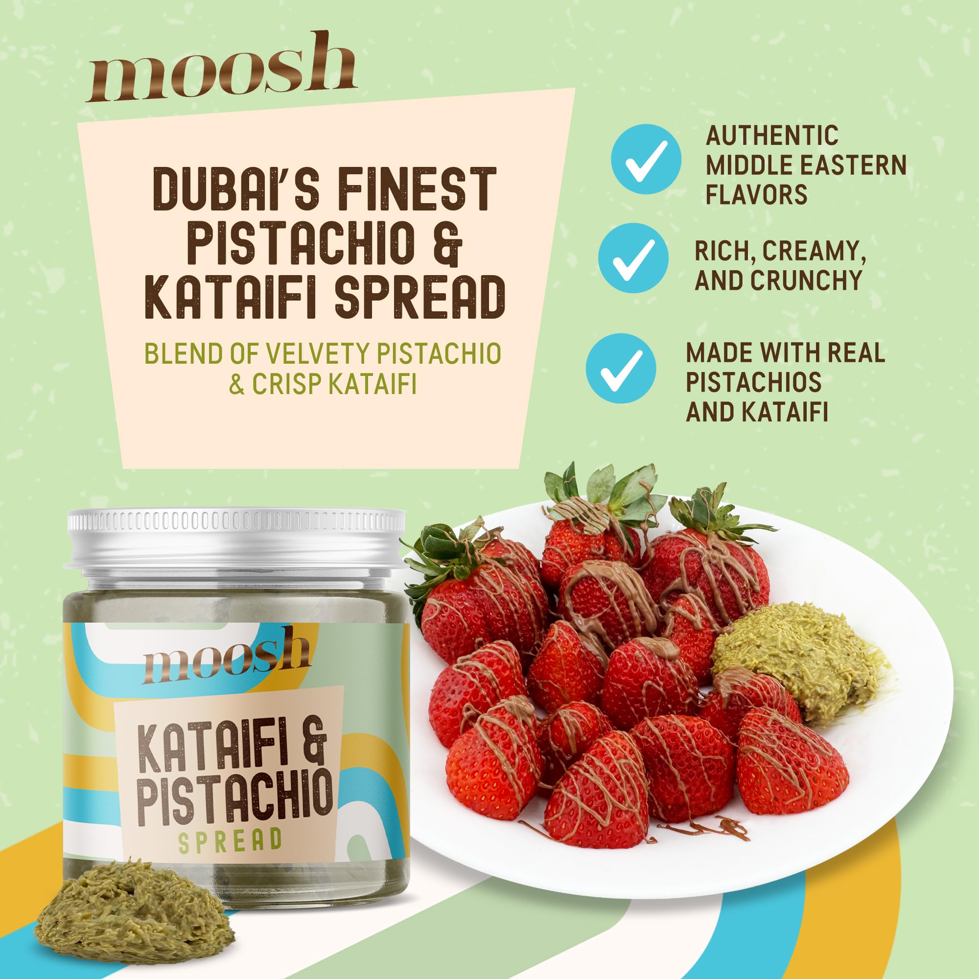 Moosh Dubai Chocolate Bar Filling - Viral Pistachio & Kataifi Spread for Desserts, Toast, and Candy Making (12 oz)