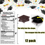 Graduation Hat Lollipops - Grad Party Suckers - Graduation Party Favors - 12 Individually Wrapped Graduation Candy Pops - Graduation Decorations