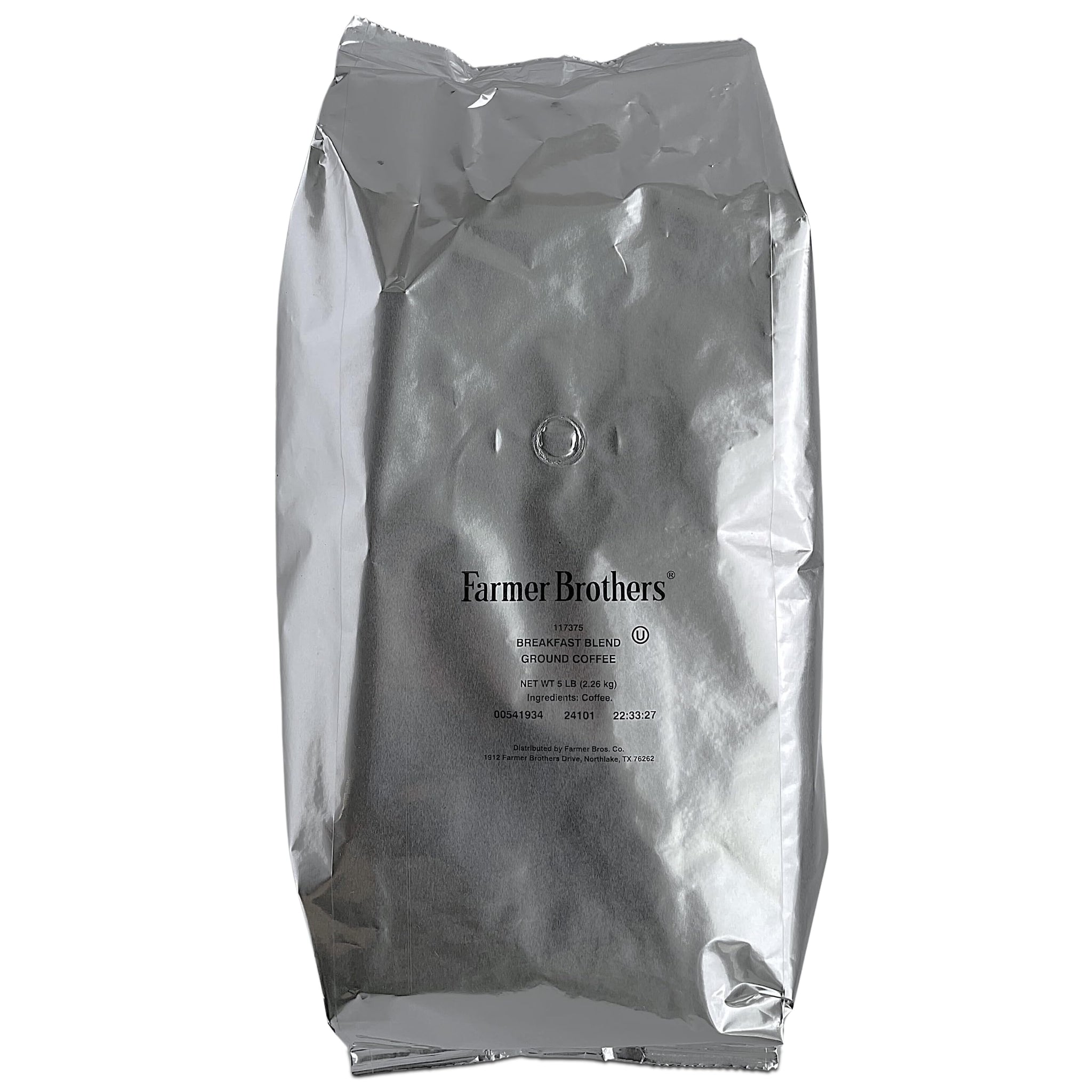 Farmer Brothers Breakfast Blend Ground Coffee - 5 lb Bag - Light Roast with Cocoa, Roasted Nut & Grain Notes - Premium Beans from Vietnam & Uganda