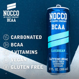 NOCCO Zero Sugar Energy Drink, Variety Pack - 12 Fl Oz (12-Pack) - 180 mg Caffeine, Sugar-Free, BCAAs - Branched Chain Amino Acids, Carbonated, Low