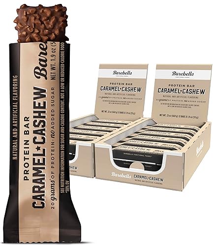 Barebells Protein Bars Caramel Cashew - 12 Count, Pack of 2 - Protein Snacks with 20g of High Protein - Chocolate Protein Bar with 1g of Total Sugars