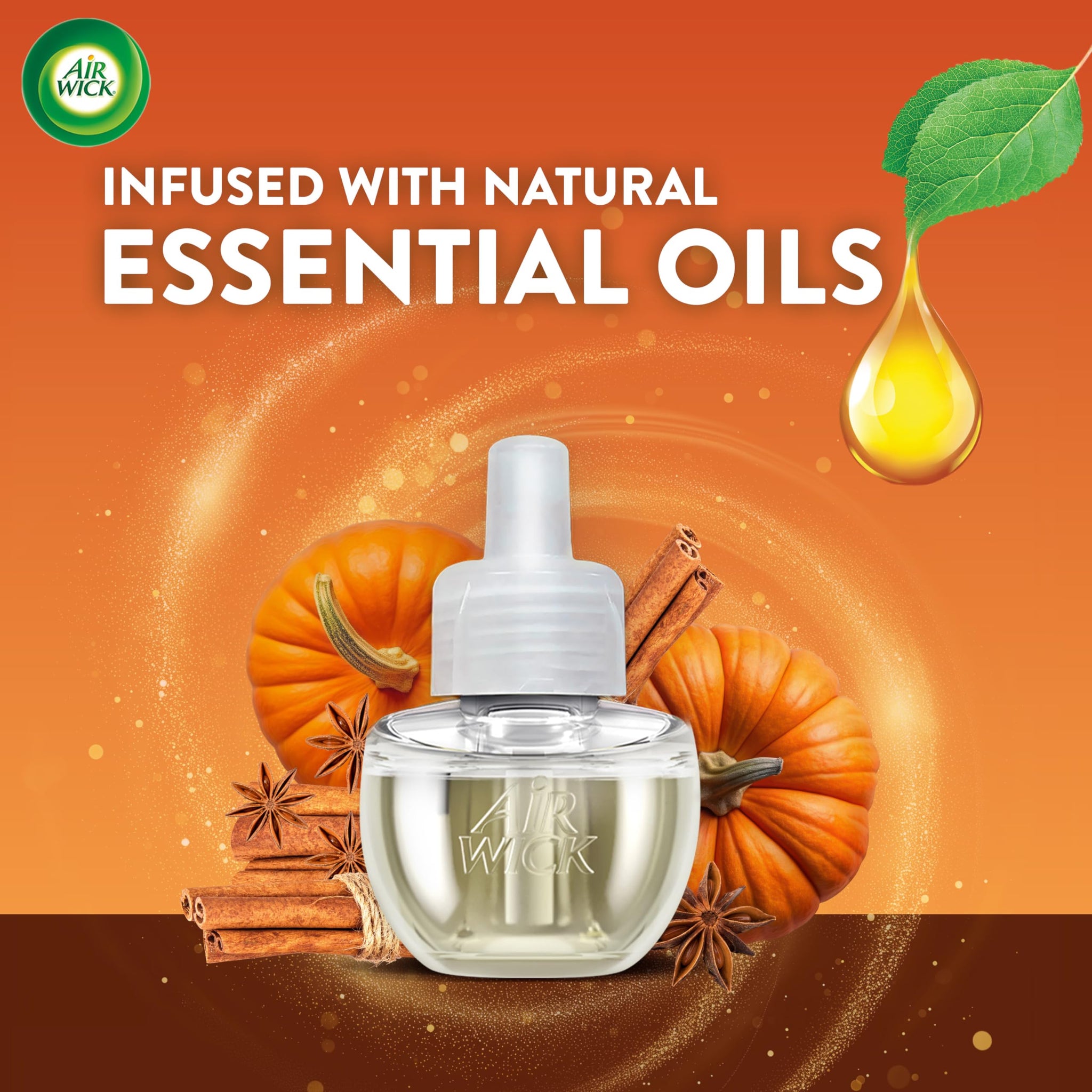 Air Wick Plug in Scented Oil Refill, 5 ct, Pumpkin Spice, Air Freshener, Essential Oils, Fall Scent, Fall Decor
