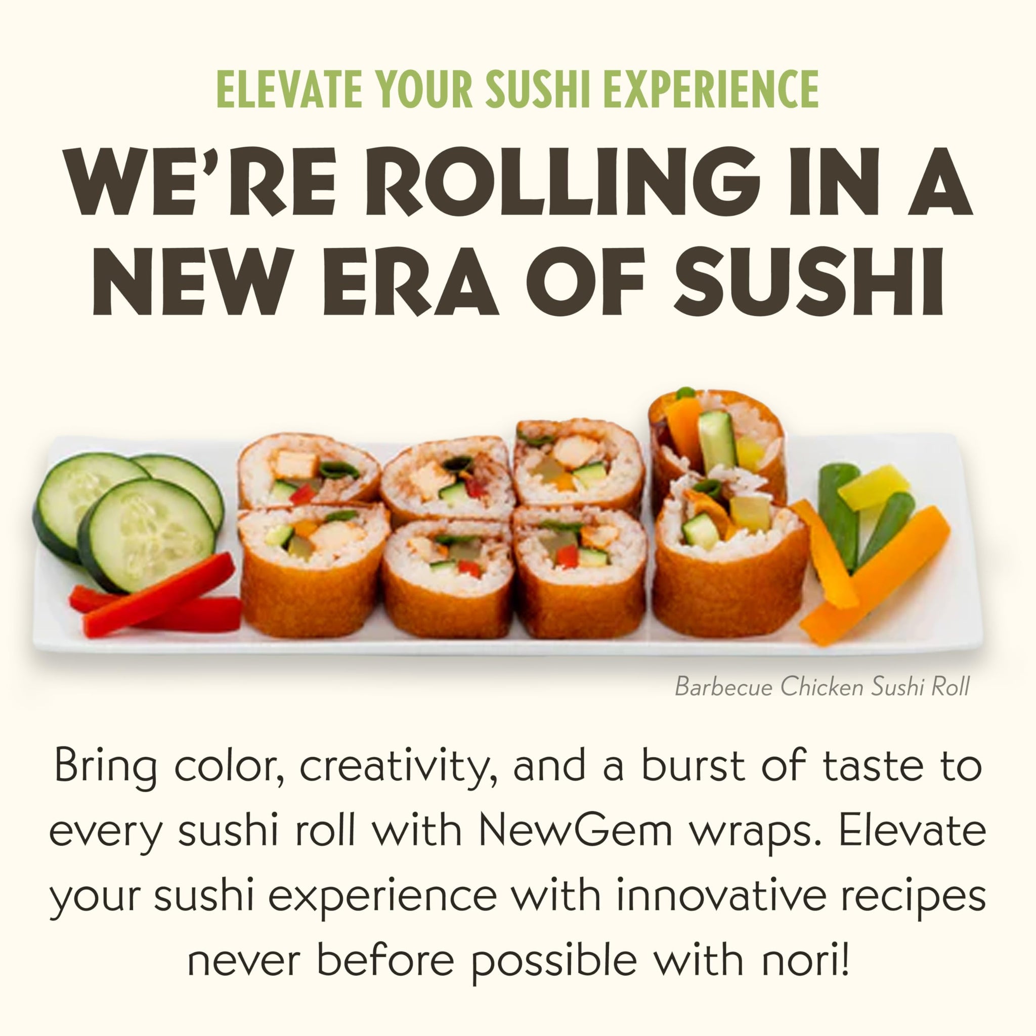 Barbecue Sushi Wraps (20 Count) - Vegan, Gluten-Free, Plant-Based Low-Carb Wraps - Non-GMO, Paleo Seaweed Alternative with Smoky BBQ Flavor