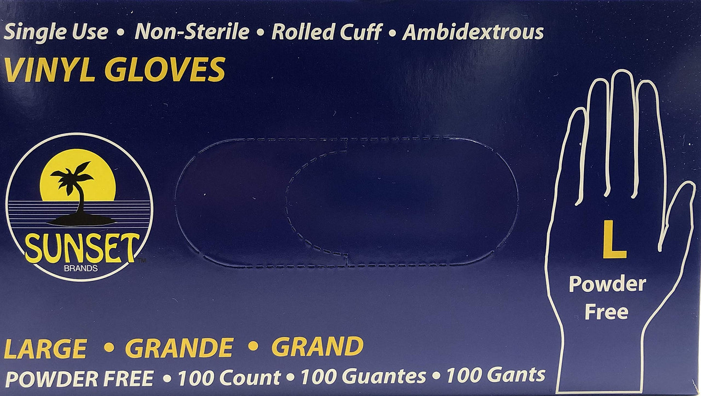 Sunset Powder Free Vinyl Gloves (Large)