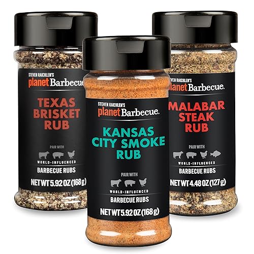 Steven Raichlen's New Planet Barbecue Premium Steak Rub Seasonings Set (3 Pack) - BBQ Spices w USA Inspired Flavors - Grilling Gift for Men & Women