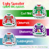 4E's Novelty Humorous "Christmas Poop" Candy Breath Mint Tins, 4 Pack Ugly Sweater Tins Funny Christmas Candy Stocking Stuffer for Kids Teens Adults