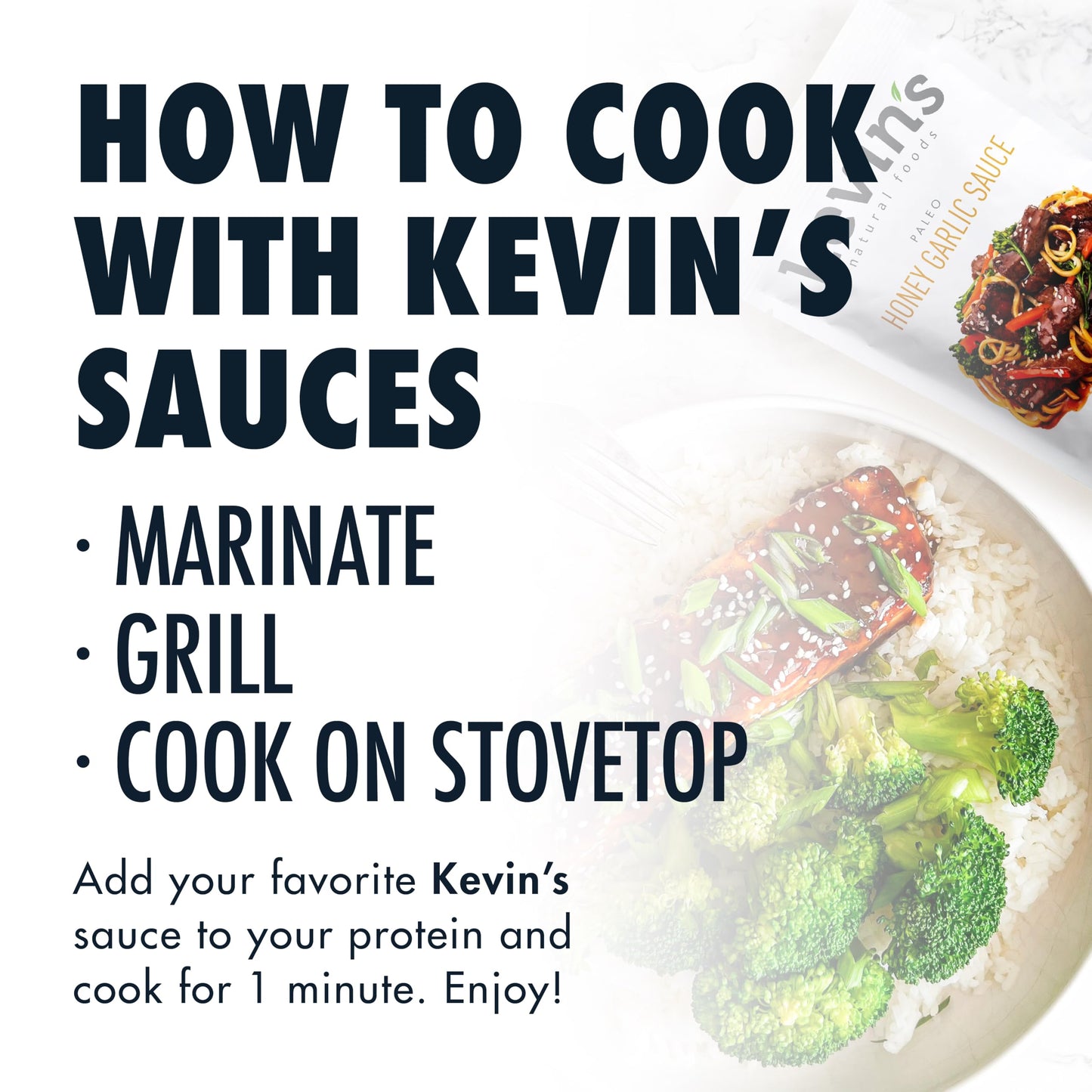 Kevin's Natural Foods Paleo Simmer Sauce Variety Pack - Stir-Fry Sauce, Gluten Free, No Preservatives, Non-GMO - 3 Pack (Orange/Kung Pao/Honey Garlic)