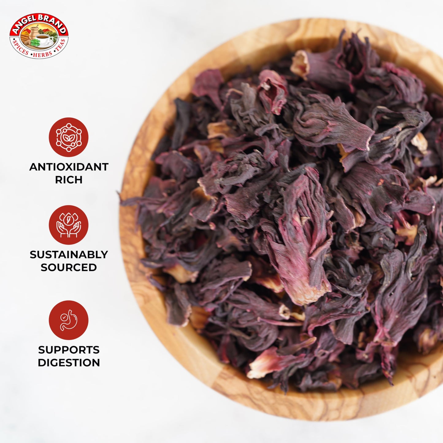 Angel Brand Dried Sorrel Hibiscus Flowers 1.5 lbs Pouch - Discover Rich Flavor & Aroma of Healthful Delights with Hibiscus Tea Loose Leaf - Enjoy