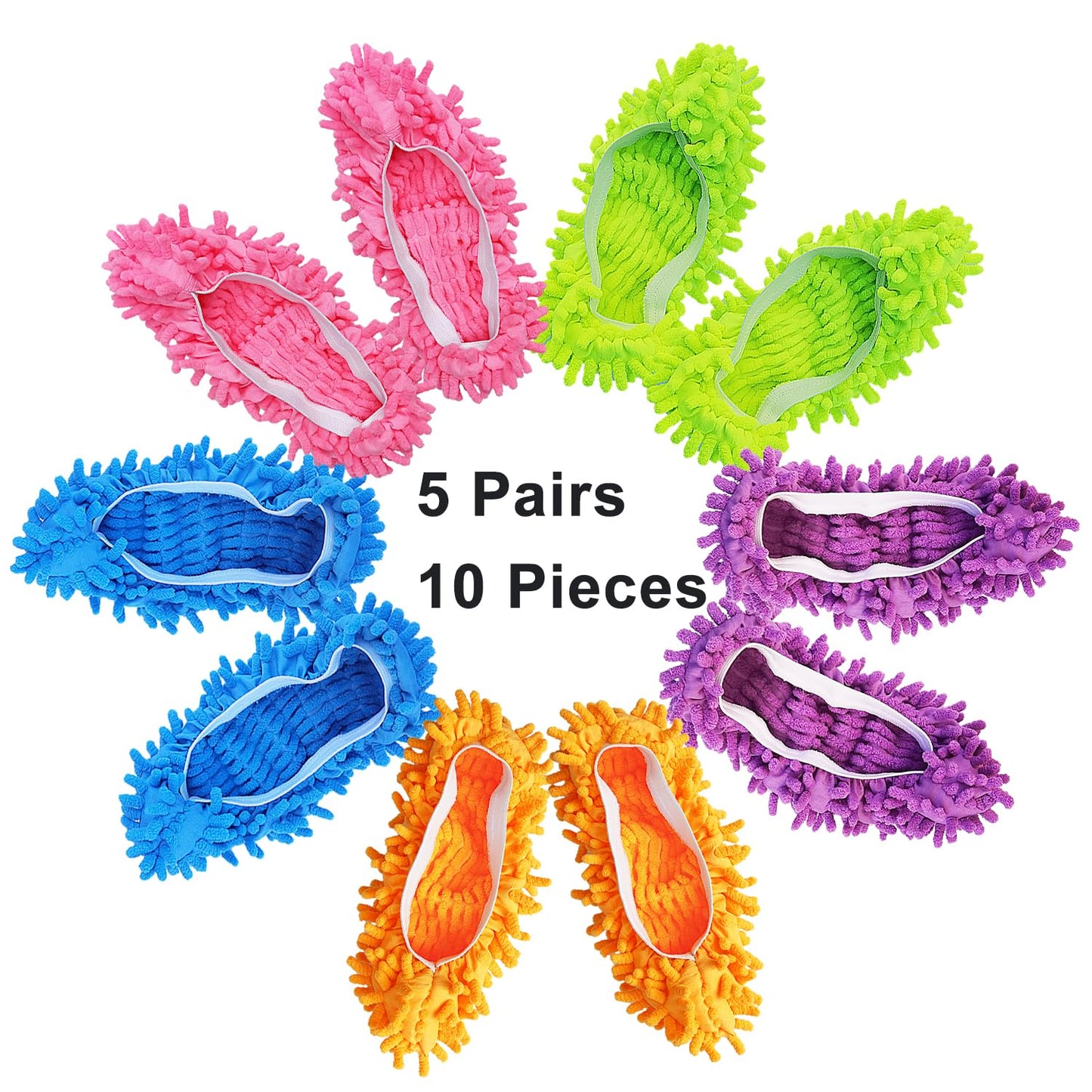 10 Pcs Shoes Cover Dust Duster, Washable Mop Slippers Shoes for Floor Cleaning, Reusable Microfiber Duster Mops for House, Office, Bathroom, Kitchen