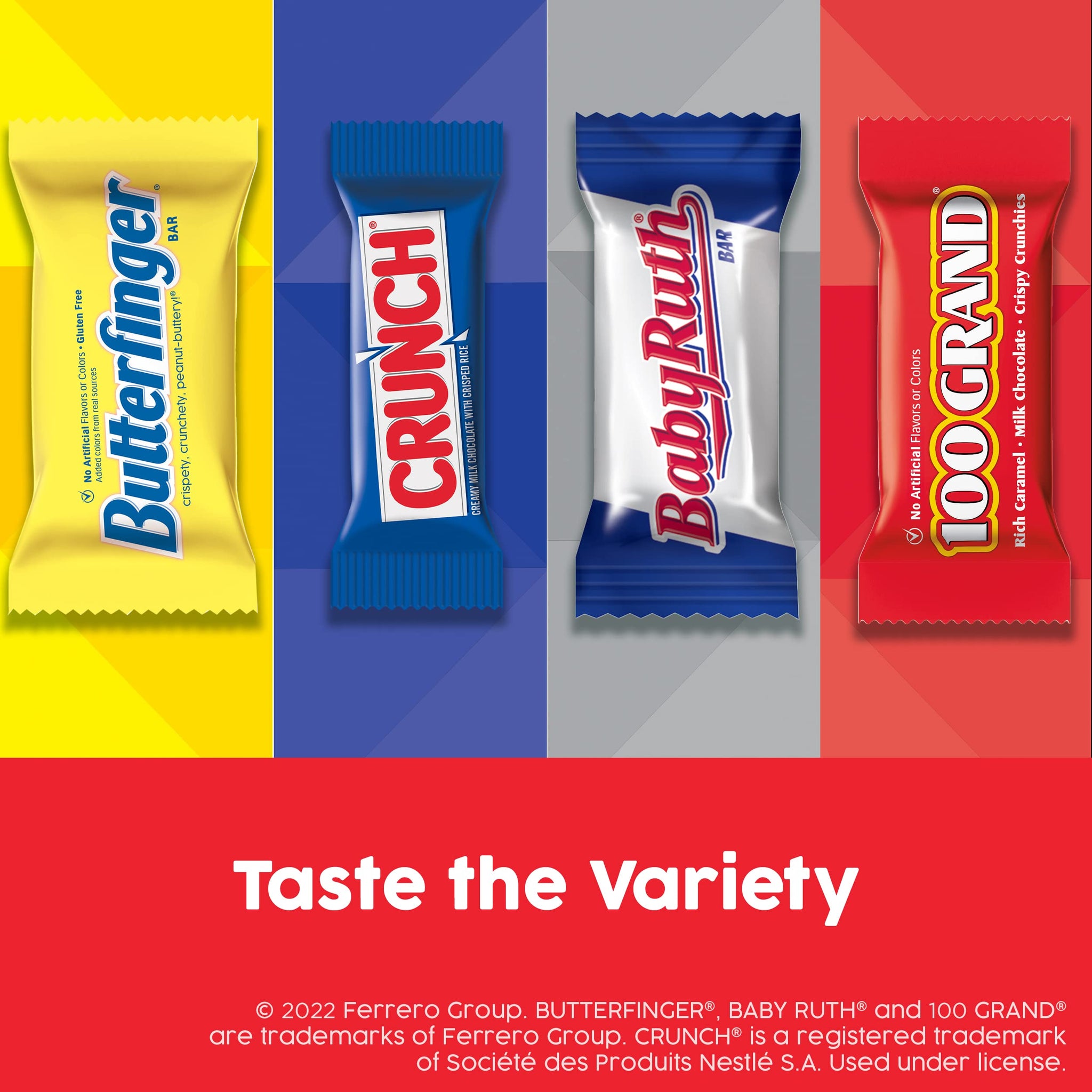 Butterfinger and Co. Bulk Chocolatey Candy Bag, Mix of Fun Size Butterfinger, CRUNCH, Baby Ruth and 100 Grand Milk Chocolatey Bars, Easter Basket