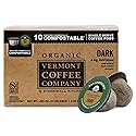 Vermont Coffee Company, Organic Dark Roast Coffee Pods, Single-Serve, Compostable Pods, 10CT, Made in the USA