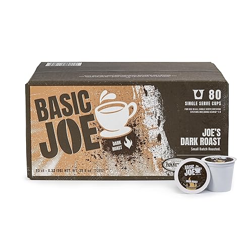 Basic Joe Dark Roast Coffee Pods - 80 Count | Bold Single Serve K-Cup Compatible Pods | 100% Arabica | Strong Morning Coffee | Made in USA