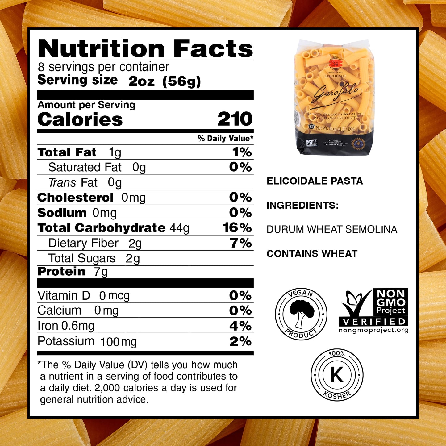 Garofalo - Premium Durum Wheat Semolina Elicoidale Pasta, Italian Made, Bronze-Drawn, Al-Dente, One-Ingredient Pasta (2 pack)