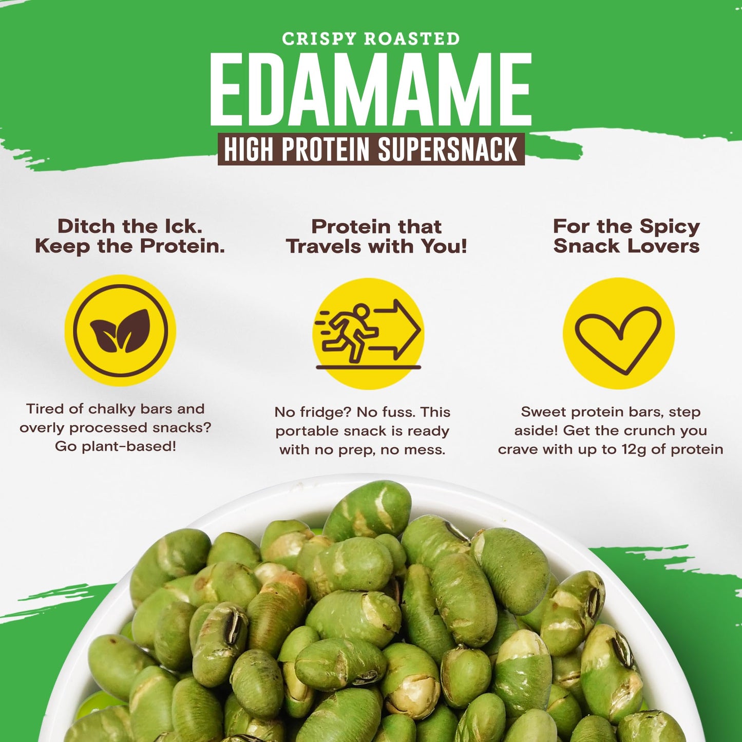 Biena Edamame Beans Snack High Protein Snacks - Healthy Office Snacks For Adults and Kids, 13g of Protein, 130 Low Calorie, Crunchy Edamame, Vegan