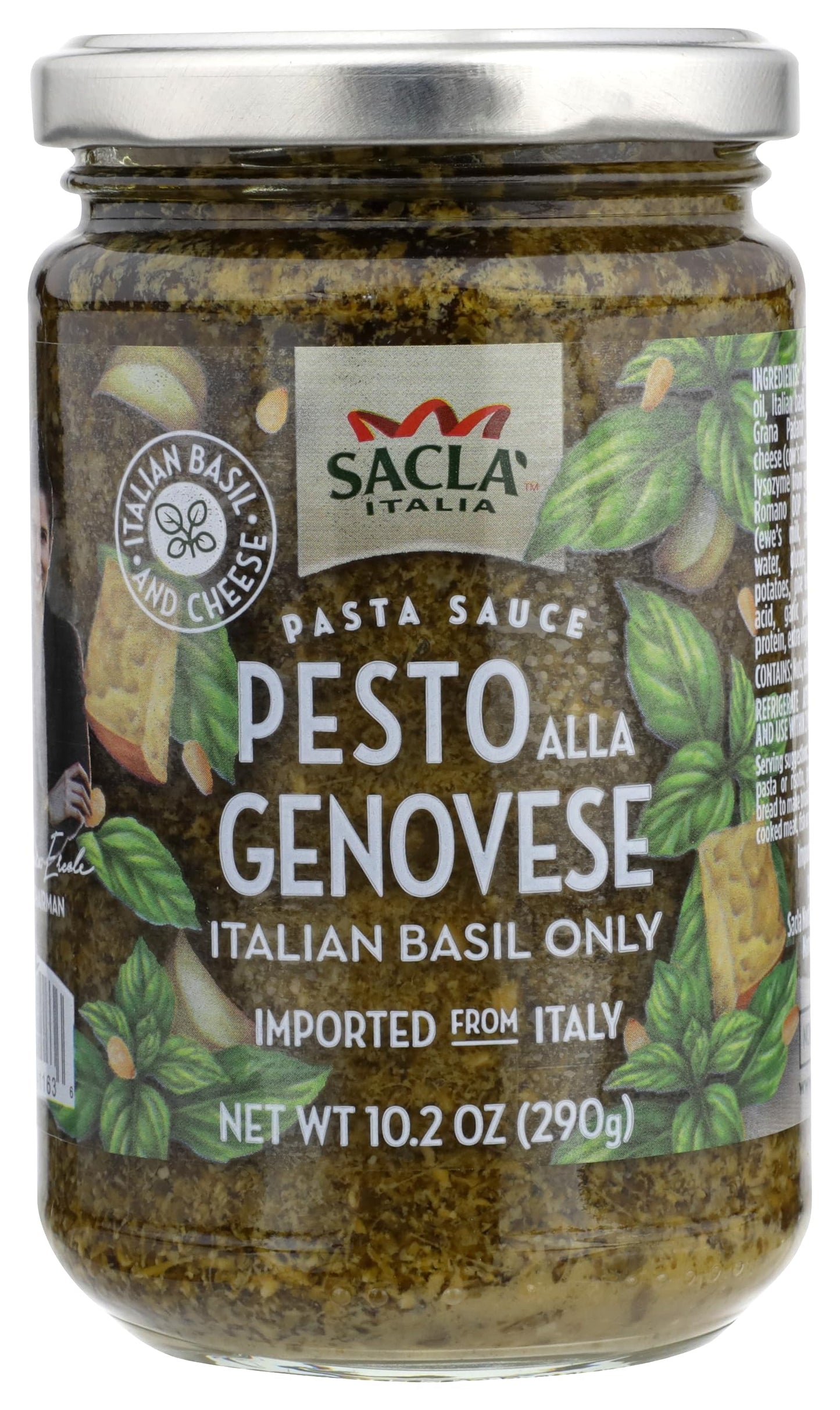 Pesto Alla Genovese, Sacla Italian Pasta Sauce, Italian Basil Only, Imported from Italy, Net Wt 10.2 OZ (290g) PACK OF 1