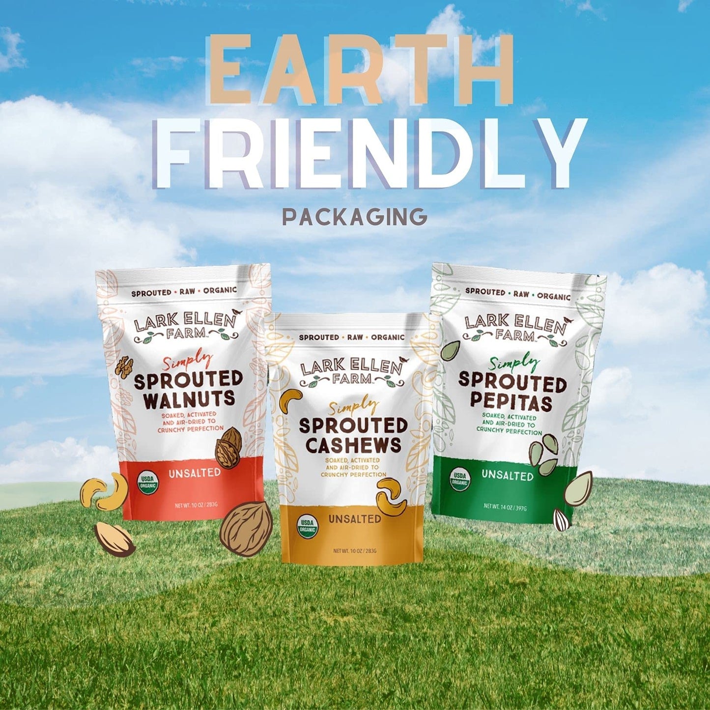 Lark Ellen Farm Sprouted Organic Certifed Walnuts Unsalted - Non GMO, Keto Snacks, Paleo, Gluten Free, Vegan, Organic, Plant Based, High Protein, Low