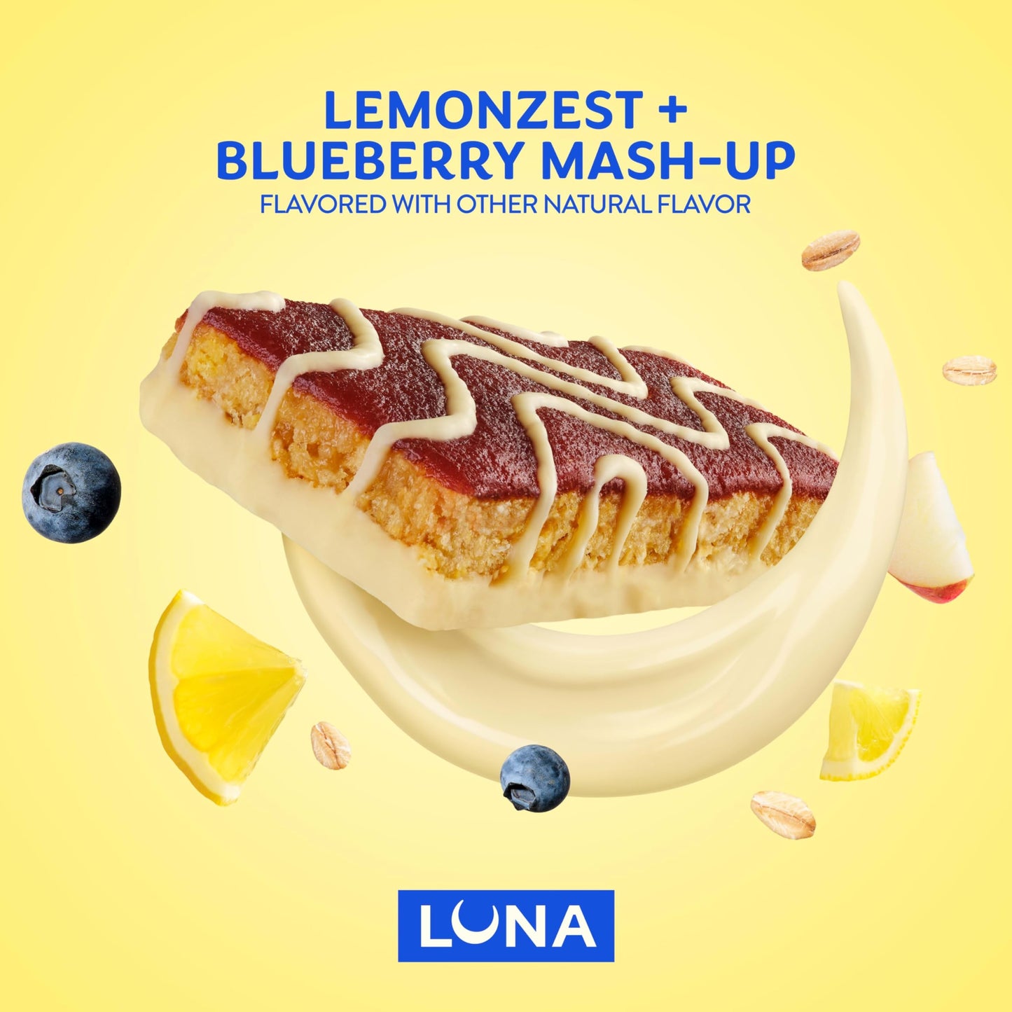 LUNA Bar - Mash-Ups LemonZest + Blueberry Flavor - Gluten Free Snack Bars - Non-GMO - Protein Bars - Made with Organic Oats (15 Pack)