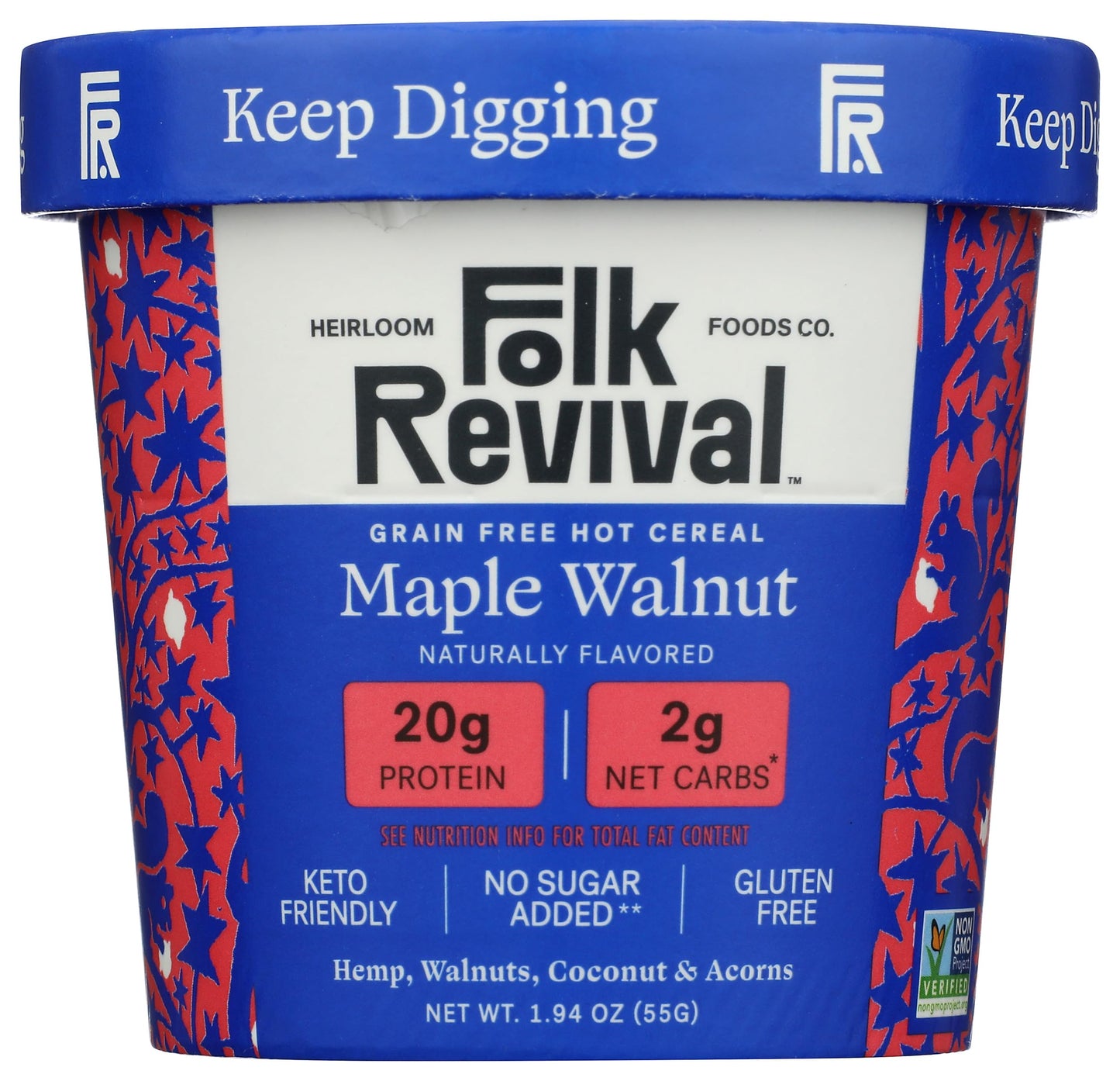 Folk Revival, Cereal Cup Grain Free Maple Walnut, 1.94 Ounce