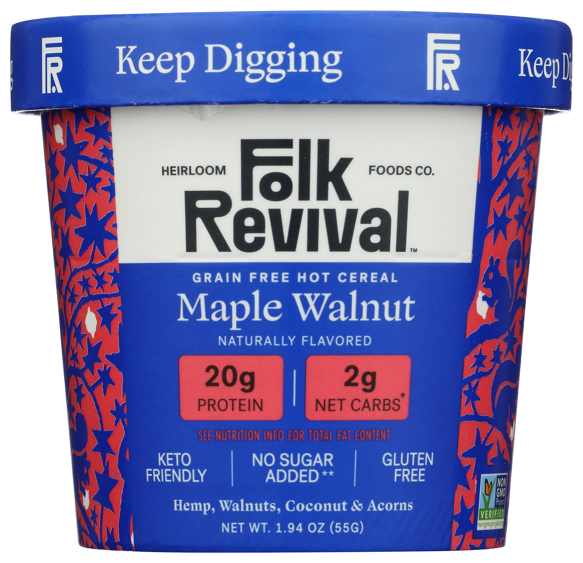 Folk Revival, Cereal Cup Grain Free Maple Walnut, 1.94 Ounce