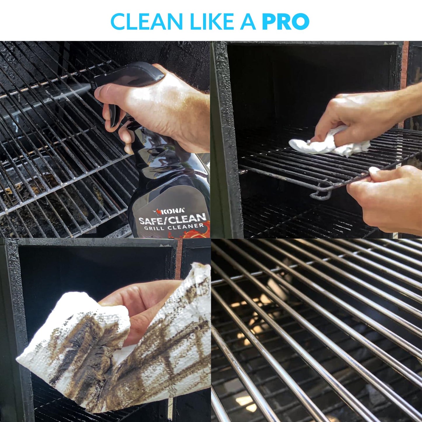 Kona Professional Grade Grill Cleaner for Outdoor BBQ - Heavy Duty, Non-Toxic, Fume-Free Kitchen Degreaser Spray, Eco-Friendly BBQ Degreaser - 23oz