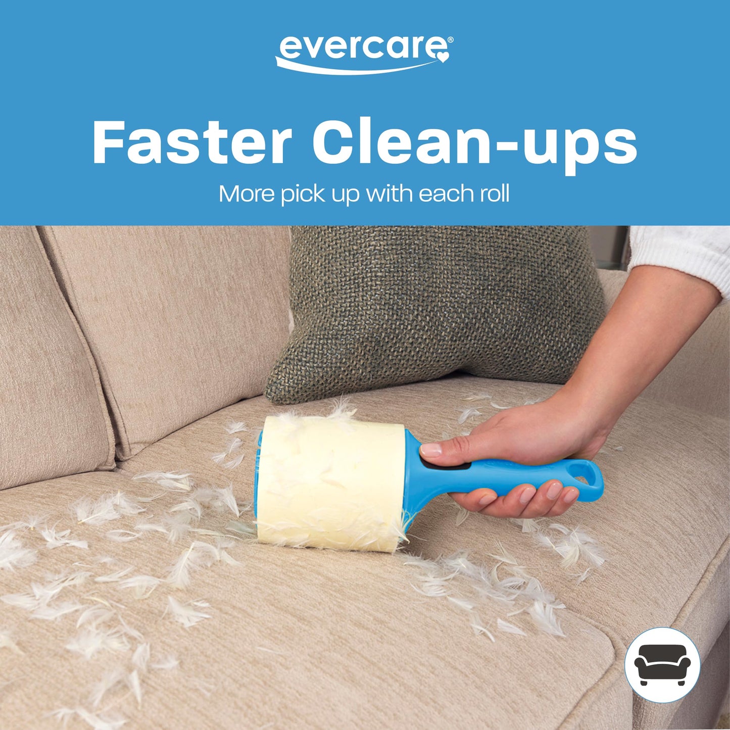 Evercare Jumbo Lint Roller, 60?Sheet Extra?Large Adhesive Roller with Blue Handle for Pet Hair & Lint