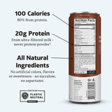 Slate Milk - High Protein Milk Shake - Classic Chocolate - Lactose Free, 20g Protein, 1g Sugar, 100 Calories, 2g Net Carbs, No Added Sugar - Natural